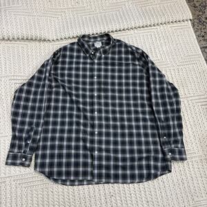 LL Bean Shirt Mens 3XL BLUE Plaid Long Sleeve Utility Gorpcore DADCORE